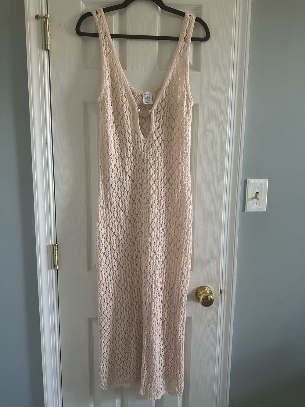 Shade & Shore Cream Crochet Swim Coverup Maxi